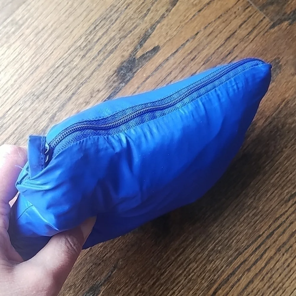 Vintage Nike Foldable Packable Windbreaker Hood Rain Electric Blue Light Jacket